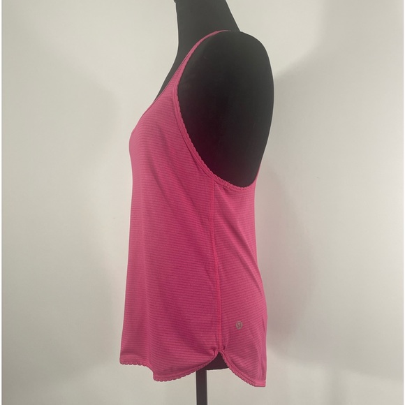 Lululemon Pink Stripped, Racerback Tank, Scallop hem, Size Small - Picture 3 of 10